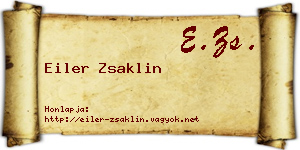 Eiler Zsaklin névjegykártya